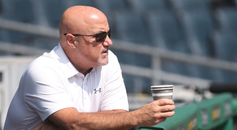 Nats GM Mike Rizzo looks on prior to a game at PNC Park Mike_Rizzo_Nationals