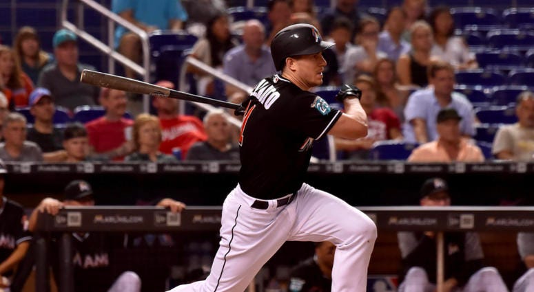 J.T. Realmuto hits for the Marlins against the Nationals. JT_Realmuto_Marlins