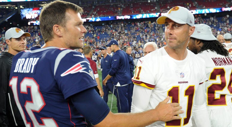 Alex Smith greets Tom Brady after Redskins-Patriots preseason opener Tom_Brady_Alex_Smith