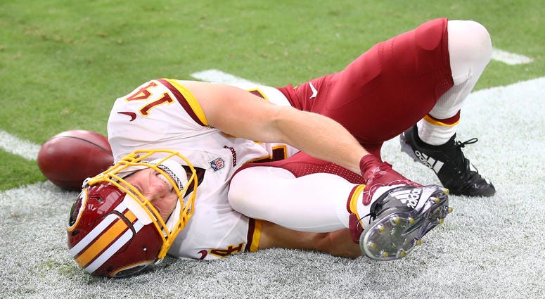 Trey Quinn writhes in pain after injuring his ankle in season opener Trey_Quinn_Injury