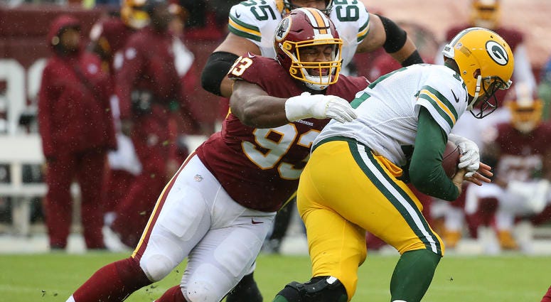 Jonathan Allen sacks Packers QB Aaron Rodgers Jonathan_Allen_Sacks_Aaron_Rodgers
