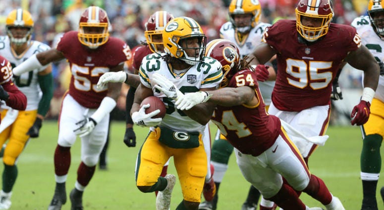 Packers run the ball against the Redskins. Redskins_Run_Defense