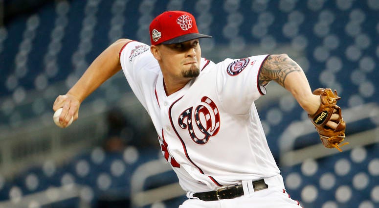Koda Glover pitches for the Washington Nationals. Koda_Glover_Nationals