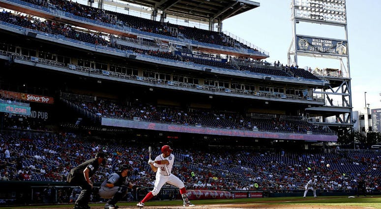 Ryan Zimmerman bats at Nats Park. Nationals_Park_DC