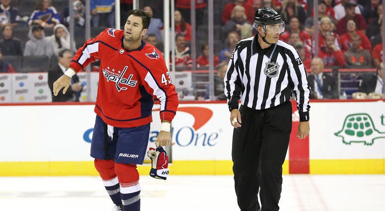 Tom Wilson escorted off the ice for hit on Blues center Oskar Sundqvist Tom_Wilson_Hit