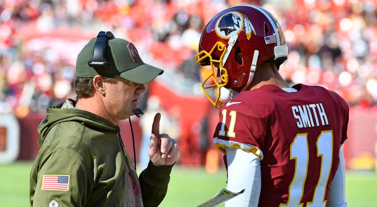 Jay Gruden and Alex Smith of the Washington Redskins. Jay_Gruden_Alex_Smith