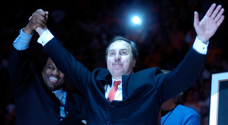 Ernie Grunfeld showered with praise as his alma mater, Tennessee, retires his jersey number. He appears alongside college teammate Bernard King in this March 2008 photo. Danny Rouhier roasts Ernie Grunfeld in parody of Wizards trade talks