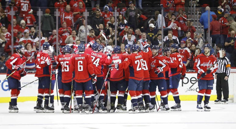 Washington Capitals celebrate a win. Washington_Capitals_NHL