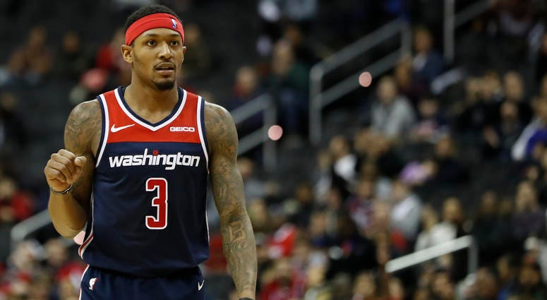 Bradley Beal reacts on the court in overtime against Toronto Scott Brooks: Bradley Beal one of NBA's 'best two-way players'