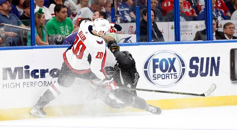 Ondrej Palat gets into an on-ice collision with Lars Eller in Saturday's 6-3 Lightning win May: Don't read too much into Caps' loss in Tampa