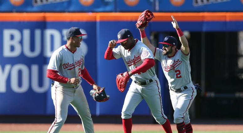 The Nationals celebrate beating the New York Mets. Washington Nationals have had an up-and-down opening week.