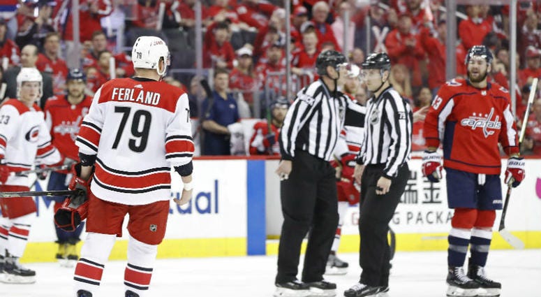 Micheal Ferland received a misconduct for hit to Nic Dowd. Hurricanes forward Micheal Ferland received a misconduct for hit to Capitals' Nic Dowd.