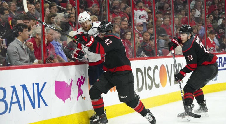 Canes center Greg McKegg checks Capitals defenseman Nick Jensen Washington Capitals were out-played, worked-over by Carolina Hurricanes.