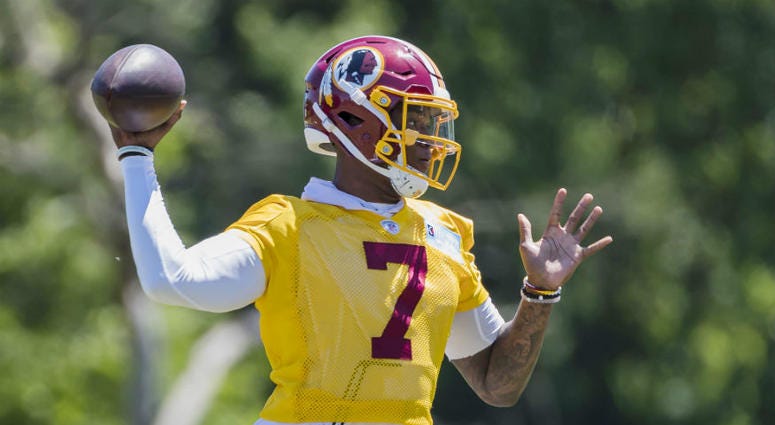 Washington Redskins quarterback Dwayne Haskins. Jay Gruden says Dwayne Haskins has a shot to start for Redskins.