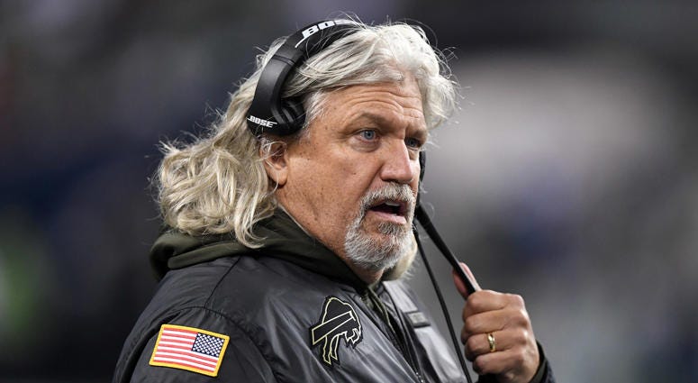 Rob Ryan, then-Bills defensive coordinator, reacts on the sidelines in a 2016 game. Redskins hire Rob Ryan as inside linebackers coach