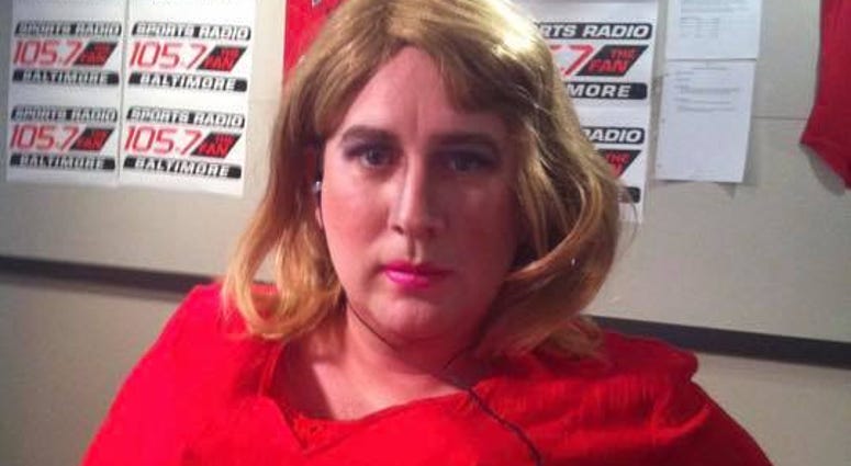 Jeremy Conn dressed in drag after losing a bet