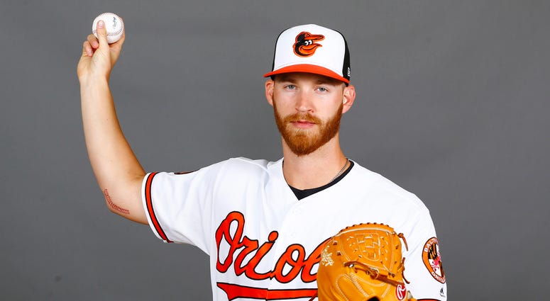 Cody Carroll poses for a photo at Orioles Spring Training