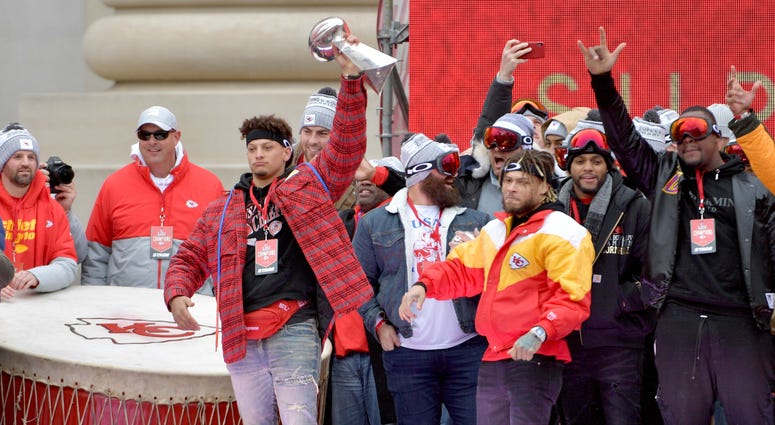 Kansas City Chiefs at super bowl parade