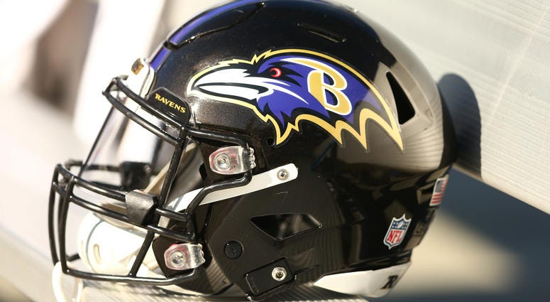 NFL: Baltimore Ravens at Carolina Panthers Oct 28, 2018; Charlotte, NC, USA; A Baltimore Ravens helmet lays on the bench in the game against the Carolina Panthers at Bank of America Stadium. Mandatory Credit: Jeremy Brevard