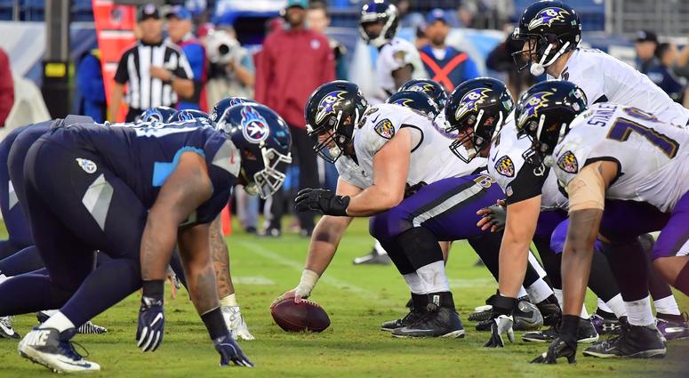 NFL: Baltimore Ravens at Tennessee Titans Oct 14, 2018; Nashville, TN, USA; Baltimore Ravens line up against the Tennessee Titans during the second half at Nissan Stadium. Baltimore won 21-0. Mandatory Credit: Jim Brown-USA TODAY Sports