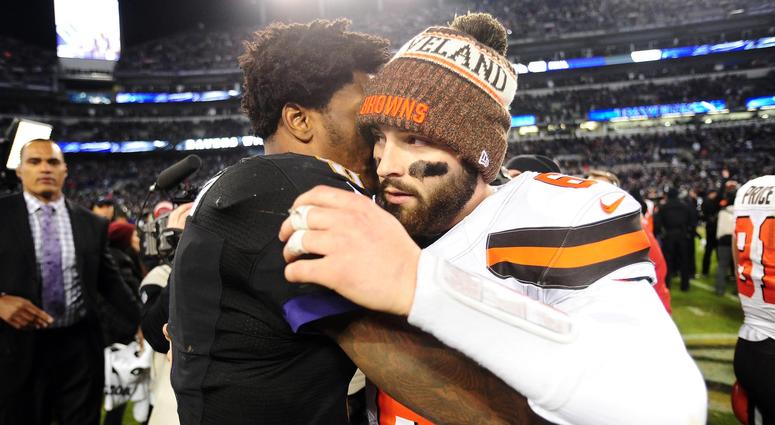 Lamar Jackson and Baker Mayfield Lamar Jackson and Baker Mayfield