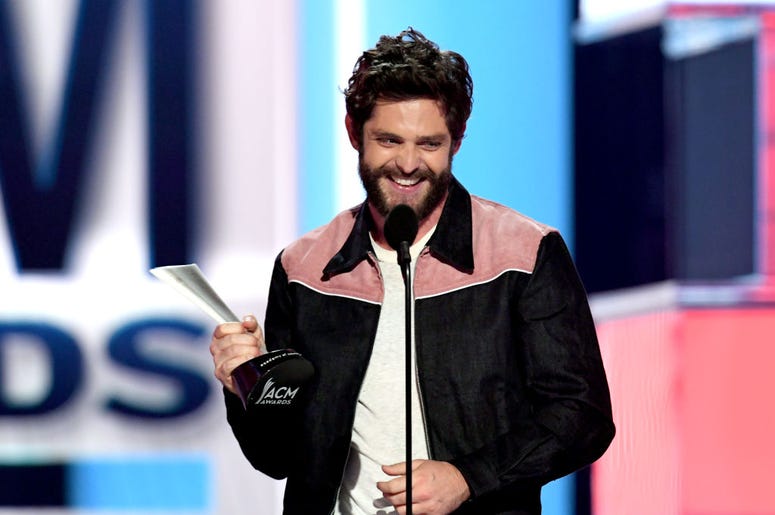 Thomas Rhett accepts the Male Artist of the Year award onstage during the 54th Academy Of Country Music Awards at MGM Grand Garden Arena on April 07, 2019 in Las Vegas, Nevada Thomas Rhett accepts the Male Artist of the Year award onstage during the 54th Academy Of Country Music Awards at MGM Grand Garden Arena on April 07, 2019 in Las Vegas, Nevada