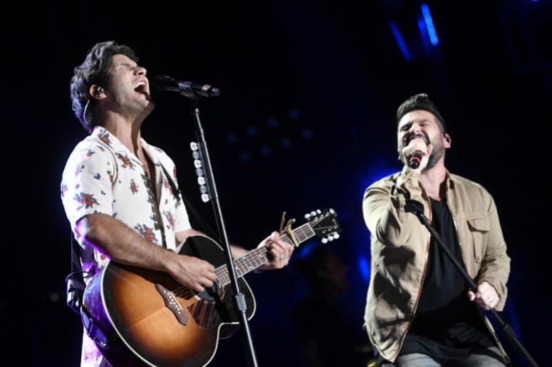 June 7 2018; Nashville, TN, USA; Dan + Shay performs during the 2018 CMA Music Festival. June 7 2018; Nashville, TN, USA; Dan + Shay performs during the 2018 CMA Music Festival.
