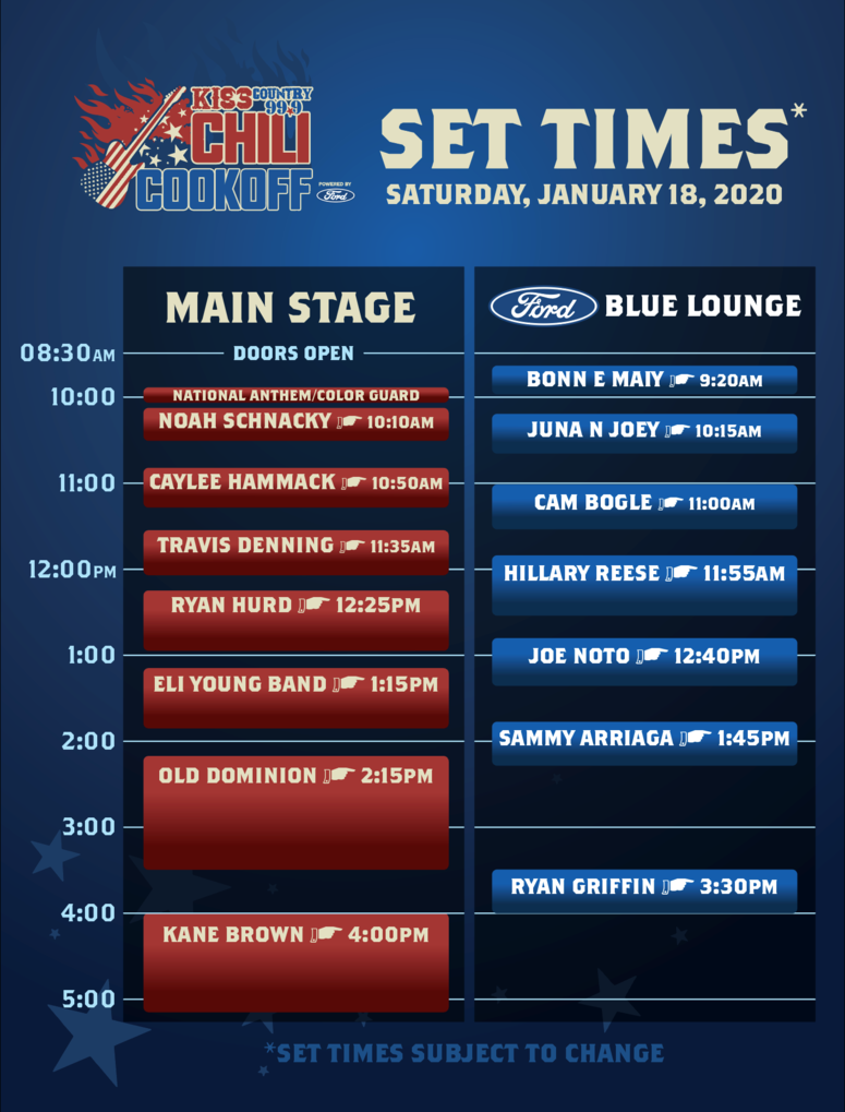Chili CookOff Set Times