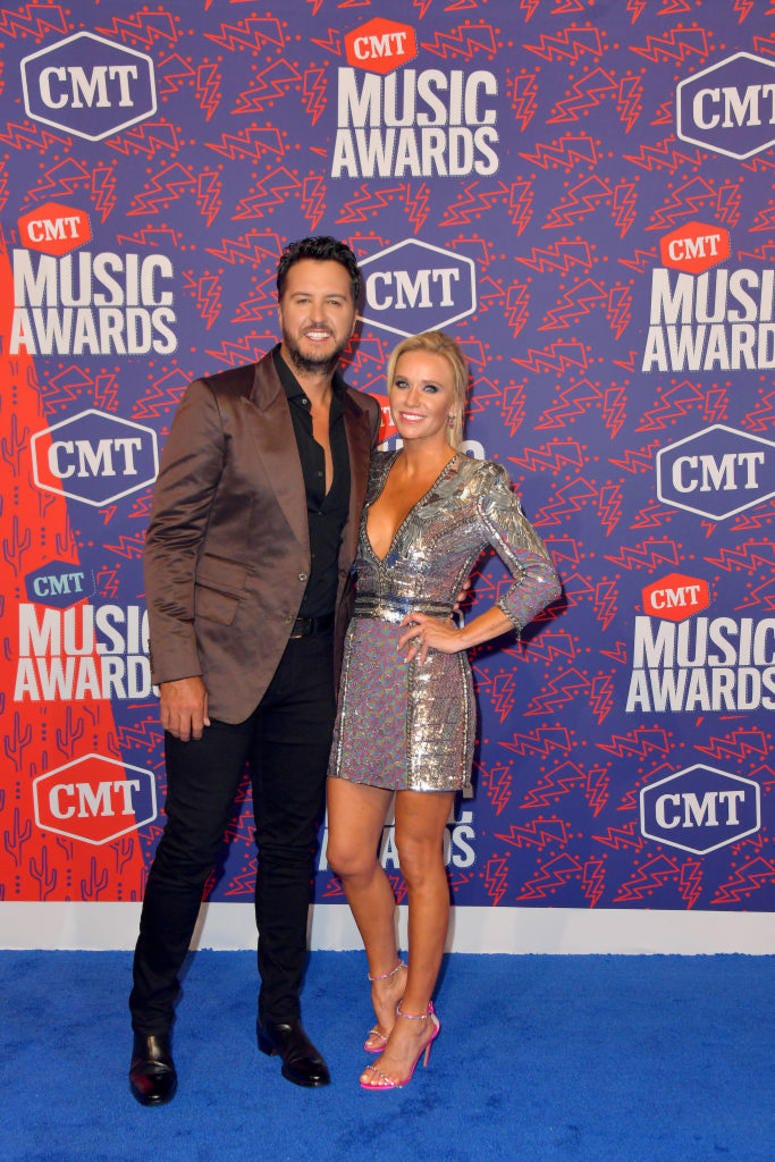 Luke Bryan and Caroline Boyer attend the 2019 CMT Music Awards at Bridgestone Arena on June 05, 2019 in Nashville, Tennessee Luke Bryan and Caroline Boyer attend the 2019 CMT Music Awards at Bridgestone Arena on June 05, 2019 in Nashville, Tennessee