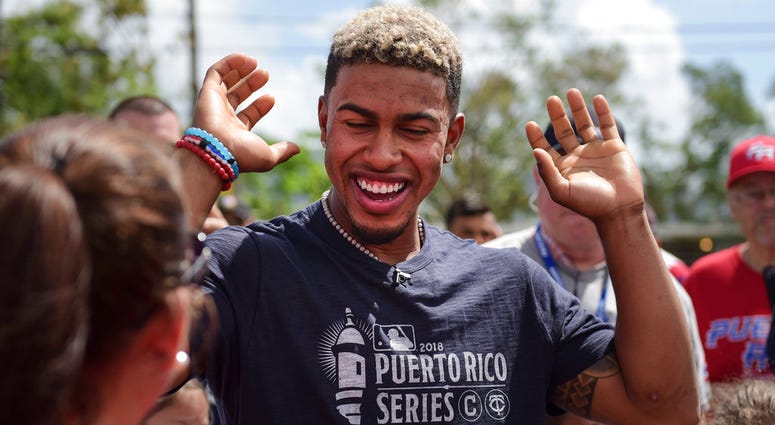 Cleveland Indians All-Star shortstop Francisco Lindor visits his former grammar school, Villa Marina Elementary School, to lead a special baseball clinic for approximately 250 students in Gurabo, Puerto Rico, Monday, April 16, 2018. Next Tuesday and Wedne Cleveland Indians All-Star shortstop Francisco Lindor visits his former grammar school, Villa Marina Elementary School, to lead a special baseball clinic for approximately 250 students in Gurabo, Puerto Rico, Monday, April 16, 2018. Next Tuesday and Wedne