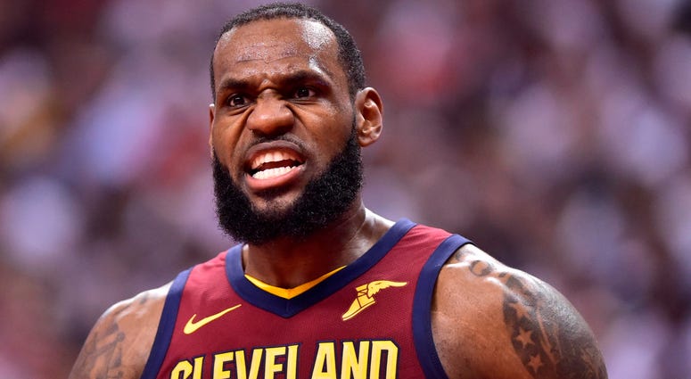 Cleveland Cavaliers forward LeBron James has words for the referees during the first half of Game 2 of an NBA basketball playoffs second-round series against the Toronto Raptors on Thursday, May 3, 2018, in Toronto Cleveland Cavaliers forward LeBron James has words for the referees during the first half of Game 2 of an NBA basketball playoffs second-round series against the Toronto Raptors on Thursday, May 3, 2018, in Toronto