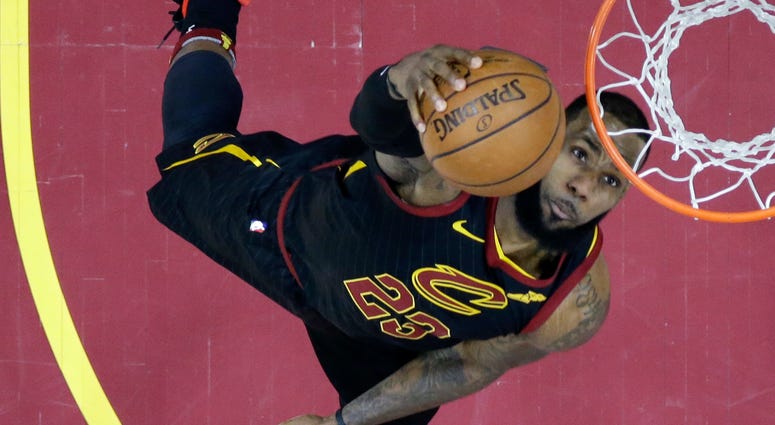 Cleveland Cavaliers' LeBron James (23) dunks against the Toronto Raptors during the first half of Game 3 of an NBA basketball second-round playoff series Saturday, May 5, 2018, in Cleveland. Cleveland Cavaliers' LeBron James (23) dunks against the Toronto Raptors during the first half of Game 3 of an NBA basketball second-round playoff series Saturday, May 5, 2018, in Cleveland.