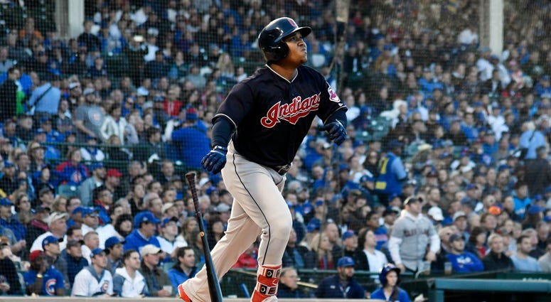 Cleveland Indians' Jose Ramirez (11) hits a three-run home run against the Chicago Cubs during the third inning of an interleague baseball game, Tuesday, May 22, 2018, in Chicago. Cleveland Indians' Jose Ramirez (11) hits a three-run home run against the Chicago Cubs during the third inning of an interleague baseball game, Tuesday, May 22, 2018, in Chicago.