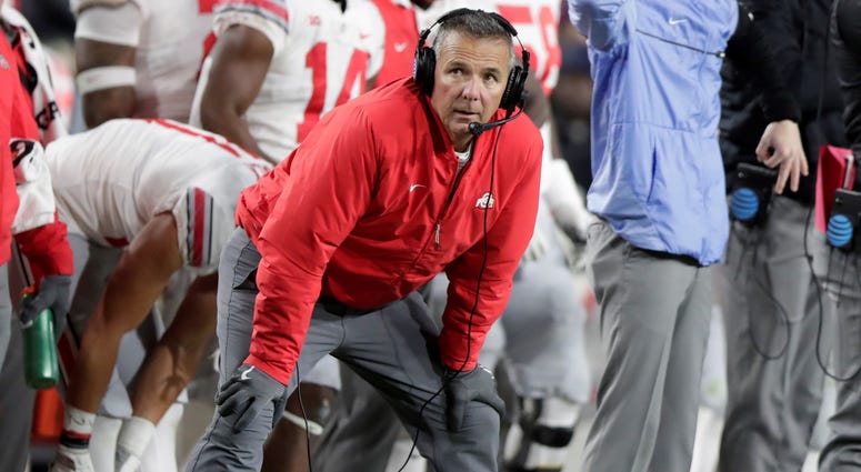 Ohio State head coach Urban Meyer watches from he sideline during the first half of an NCAA college football game against Purdue in West Lafayette, Ind., Saturday, Oct. 20, 2018. Urban Meyer Ohio State football