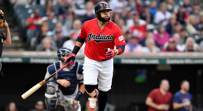 CLEVELAND, OHIO - JUNE 07: Carlos Santana #41 of the Cleveland Indians hits a two run homer during the sixth inning against the New York Yankees at Progressive Field on June 07, 2019 in Cleveland, Ohio. (Photo by Jason Miller/Getty Images) CLEVELAND, OHIO - JUNE 07: Carlos Santana #41 of the Cleveland Indians hits a two run homer during the sixth inning against the New York Yankees at Progressive Field on June 07, 2019 in Cleveland, Ohio. (Photo by Jason Miller/Getty Images)