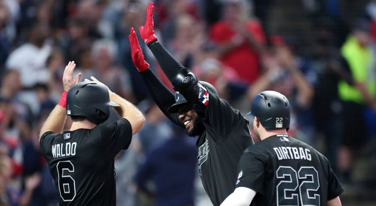 Mike Freeman, Franmil Reyes and Jason Kipnis