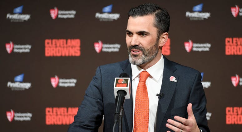 CLEVELAND, OHIO - JANUARY 14: Kevin Stefanski talks to the media after being introduced as the Cleveland Browns new head coach on January 14, 2020 in Cleveland, Ohio. (Photo by Jason Miller/Getty Images)