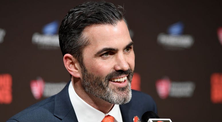 CLEVELAND, OHIO - JANUARY 14: Kevin Stefanski talks to the media after being introduced as the Cleveland Browns new head coach on January 14, 2020 in Cleveland, Ohio. (Photo by Jason Miller/Getty Images)