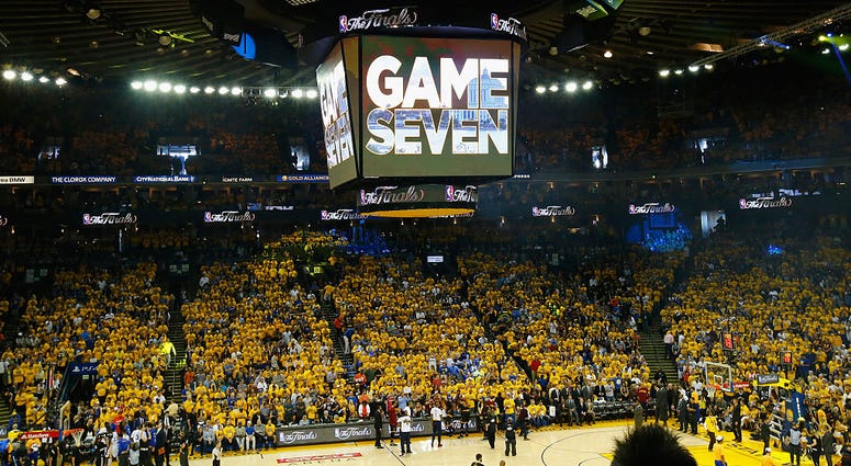 OAKLAND, CA - JUNE 19: A general view of Game 7 of the 2016 NBA Finals between the Golden State Warriors and the Cleveland Cavaliers at ORACLE Arena on June 19, 2016 in Oakland, California. NOTE TO USER: User expressly acknowledges and agrees that, by dow OAKLAND, CA - JUNE 19: A general view of Game 7 of the 2016 NBA Finals between the Golden State Warriors and the Cleveland Cavaliers at ORACLE Arena on June 19, 2016 in Oakland, California. NOTE TO USER: User expressly acknowledges and agrees that, by dow