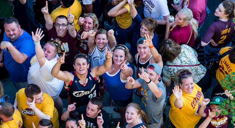 CLEVELAND, OH - JUNE 19: Cleveland Cavaliers fans gather at The Quicken Loans Arena to watch Game 7 of the NBA Finals between the Cleveland Cavaliers and the Golden State Warriors on June 19, 2016 in Cleveland, Ohio. The series is tied at 3-3, and a Caval CLEVELAND, OH - JUNE 19: Cleveland Cavaliers fans gather at The Quicken Loans Arena to watch Game 7 of the NBA Finals between the Cleveland Cavaliers and the Golden State Warriors on June 19, 2016 in Cleveland, Ohio. The series is tied at 3-3, and a Caval