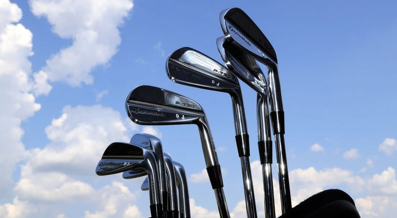 AKRON, OH - AUGUST 02: Dustin Johnson's Taylor Made P-730 irons are seen during a preview day of the World Golf Championships - Bridgestone Invitational at Firestone Country Club South Course on August 2, 2017 in Akron, Ohio. (Photo by Sam Greenwood/Getty