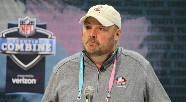Browns head coach Freddie Kitchens speaks at the 2019 NFL Combine