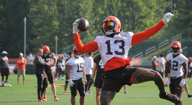Odell Beckham Jr. OBJ one handed catch for Cleveland Browns training camp Odell Beckham Jr. OBJ one handed catch for Cleveland Browns training camp