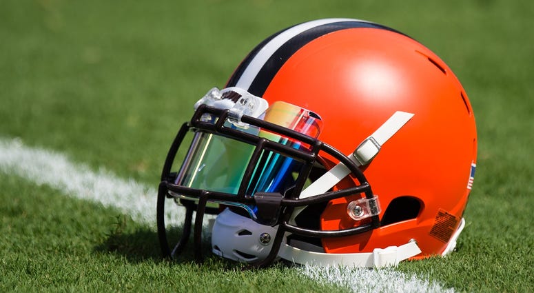 A generic view of the helmet currently worn by the Cleveland Browns A generic view of the helmet currently worn by the Cleveland Browns