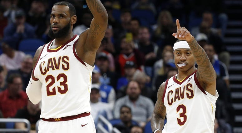 Jan 6, 2018; Orlando, FL, USA; Cleveland Cavaliers forward LeBron James (23) and guard Isaiah Thomas (3) react during the first quarter against the Orlando Magic at Amway Center. Mandatory Credit: Kim Klement-USA TODAY Sports Jan 6, 2018; Orlando, FL, USA; Cleveland Cavaliers forward LeBron James (23) and guard Isaiah Thomas (3) react during the first quarter against the Orlando Magic at Amway Center. Mandatory Credit: Kim Klement-USA TODAY Sports