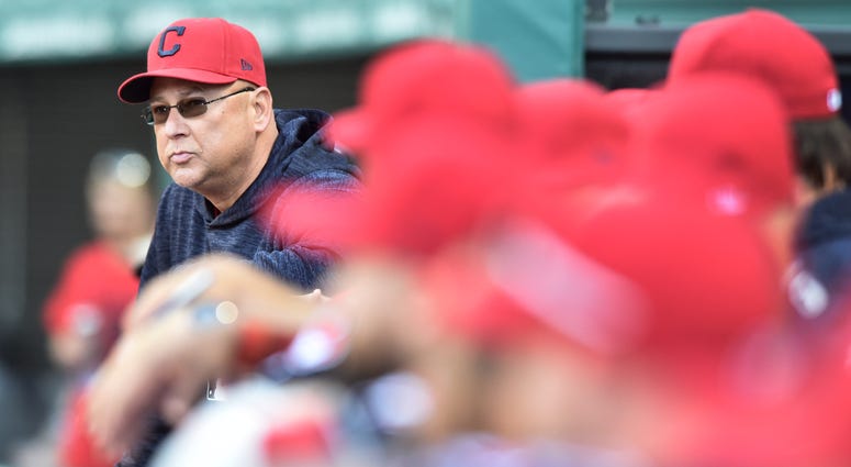 May 1, 2018; Cleveland, OH, USA; Cleveland Indians manager Terry Francona watches the game from the dugout during the second inning against the Texas Rangers at Progressive Field. May 1, 2018; Cleveland, OH, USA; Cleveland Indians manager Terry Francona watches the game from the dugout during the second inning against the Texas Rangers at Progressive Field.