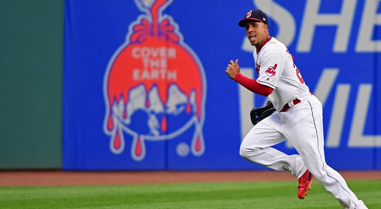 May 11, 2018; Cleveland, OH, USA; Cleveland Indians left fielder Michael Brantley (23) cases after a double hit by Kansas City Royals left fielder Jon Jay (25) in the second inning at Progressive Field. May 11, 2018; Cleveland, OH, USA; Cleveland Indians left fielder Michael Brantley (23) cases after a double hit by Kansas City Royals left fielder Jon Jay (25) in the second inning at Progressive Field.