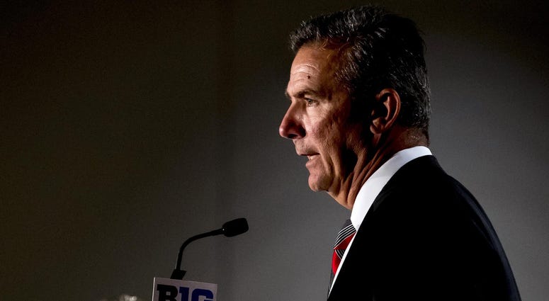 Ohio State head coach Urban Meyer addresses the media during the Big Ten football media day at Chicago Marriott Downtown Magnificent Mile. Ohio State head coach Urban Meyer addresses the media during the Big Ten football media day at Chicago Marriott Downtown Magnificent Mile.