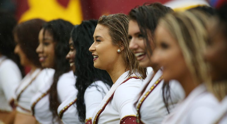 Sep 23, 2018; Landover, MD, USA; Washington Redskins cheerleaders stand on the field prior to the Redskins' game against the Green Bay Packers at FedEx Field. The Redskins won 31-17. Mandatory Credit: Geoff Burke-USA TODAY Sports Sep 23, 2018; Landover, MD, USA; Washington Redskins cheerleaders stand on the field prior to the Redskins' game against the Green Bay Packers at FedEx Field. The Redskins won 31-17. Mandatory Credit: Geoff Burke-USA TODAY Sports