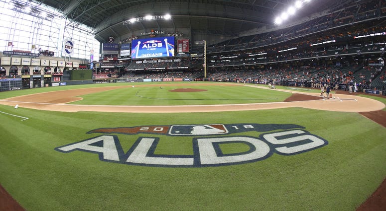 General view of Minute Maid Park before game one of the 2018 ALDS playoff baseball series between the Houston Astros and the Cleveland Indians. Minute Maid Park ALDS Cleveland Indians Houston Astros